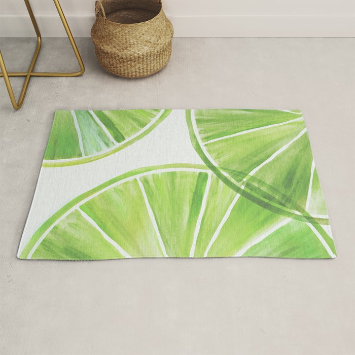 Fresh Lime Citrus Abstract Watercolor Rug Gallery Image 1