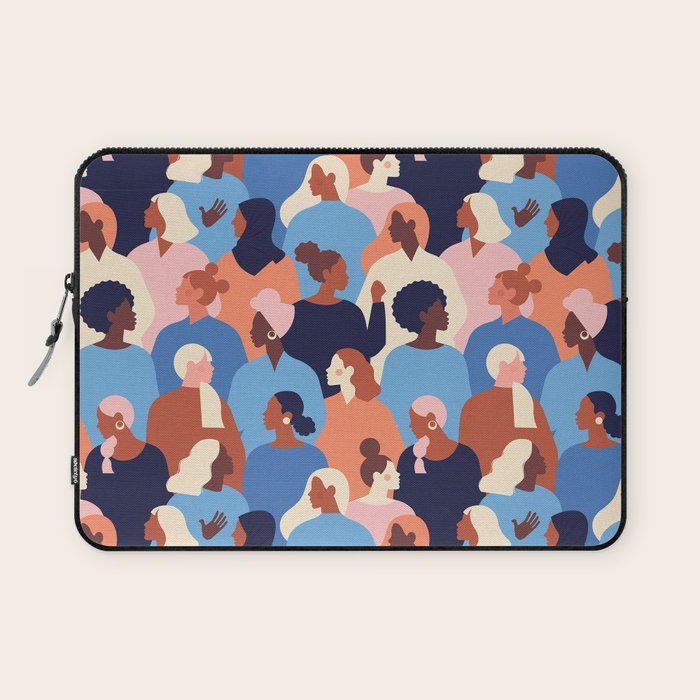 Female diverse faces of different ethnicity blue Laptop Sleeve Gallery Image 1