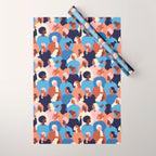 Female diverse faces of different ethnicity blue Wrapping Paper Gallery Image 1