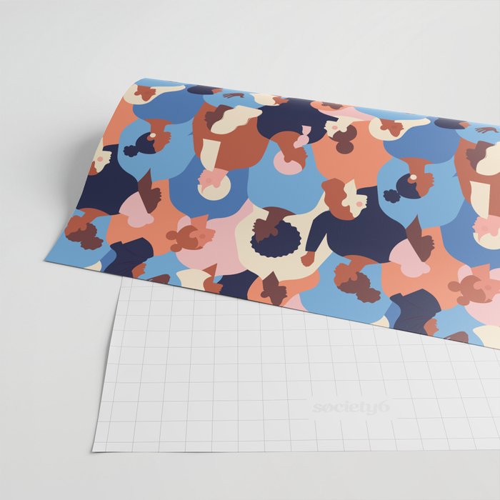 Female diverse faces of different ethnicity blue Wrapping Paper Gallery Image 2