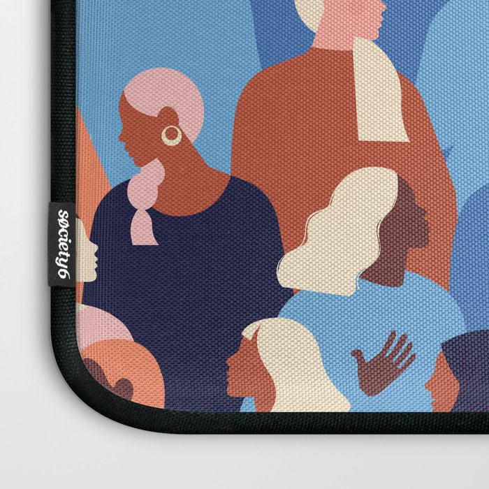 Female diverse faces of different ethnicity blue Laptop Sleeve Gallery Image 3