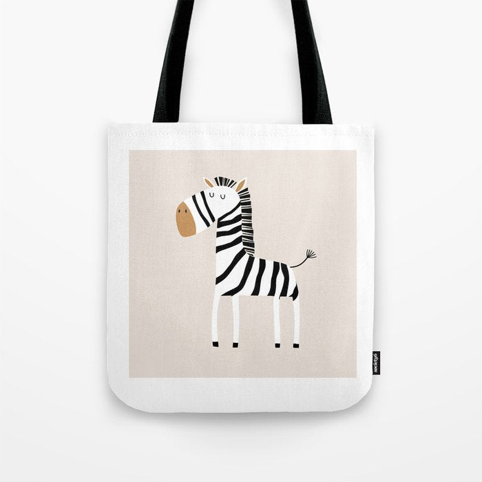 Nursery Wall Art, Safari Nursery Prints, Neutral Nursery Decor, Zebra Print Tote Bag Gallery Image 1