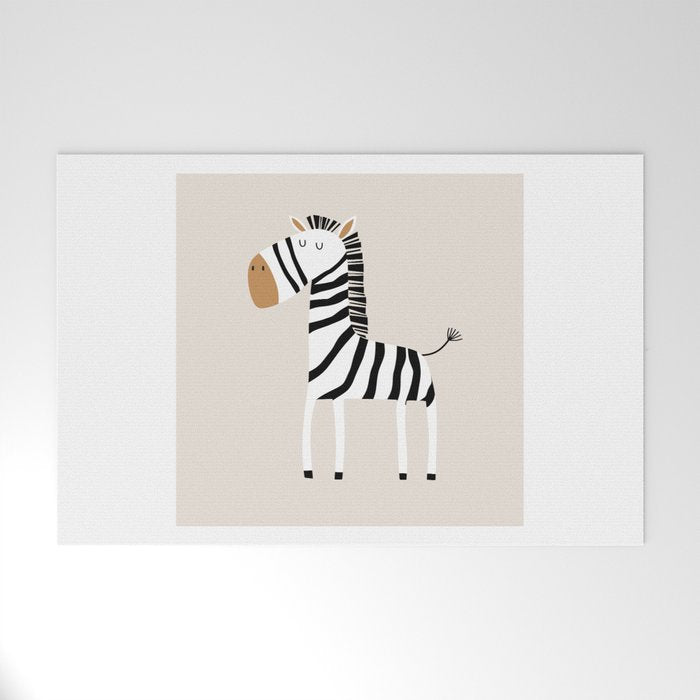 Nursery Wall Art, Safari Nursery Prints, Neutral Nursery Decor, Zebra Print Welcome Mat Gallery Image 1
