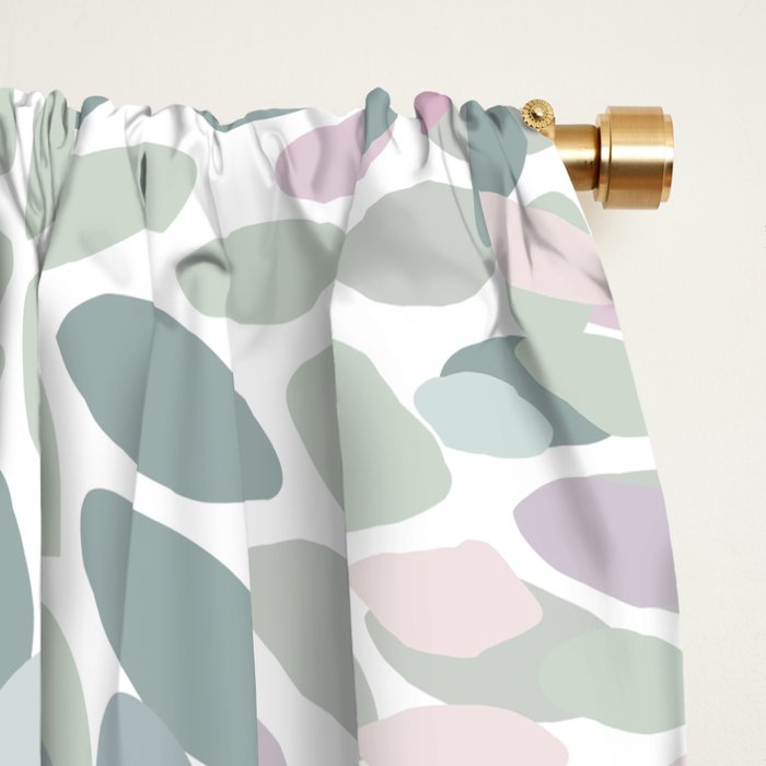 Festive, Floral Prints, Pink and Green, Modern Print Art Window Curtain Gallery Image 2
