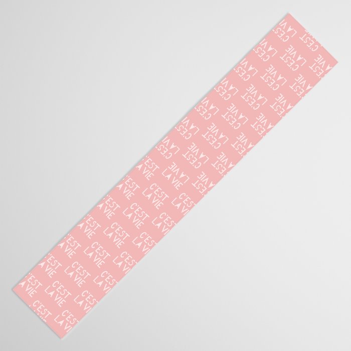 C'est La Vie French Pink Hand Lettering Table Runner Gallery Image 3