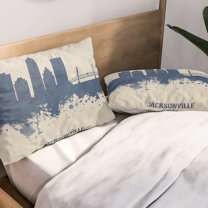 Jacksonville Florida Skyline Pillow Sham Gallery Image 2