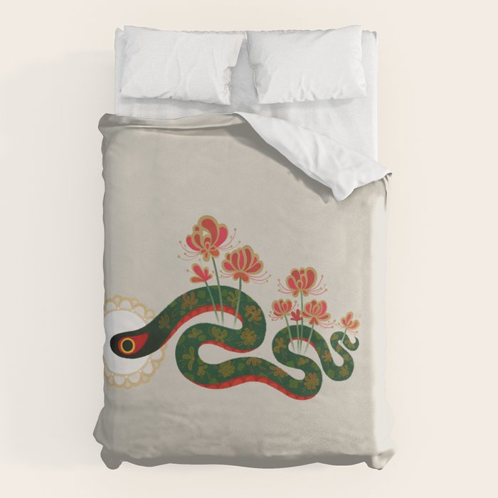 Snake and flowers Duvet Cover Gallery Image 1