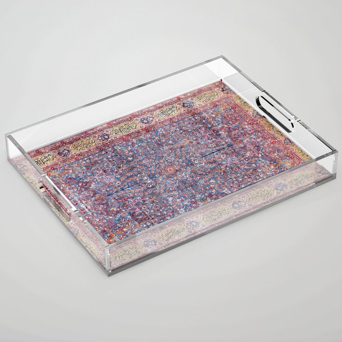 Kashan Central Persian Rug Print Acrylic Tray Gallery Image 1