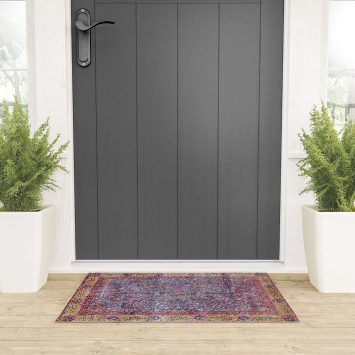 Kashan Central Persian Rug Print Welcome Mat Gallery Image 3