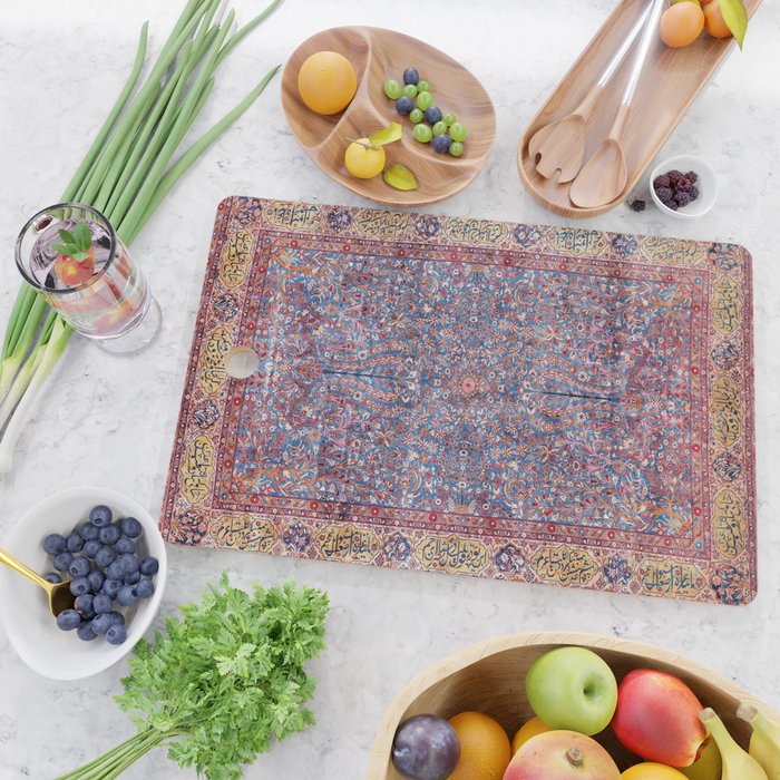 Kashan Central Persian Rug Print Cutting Board Gallery Image 2