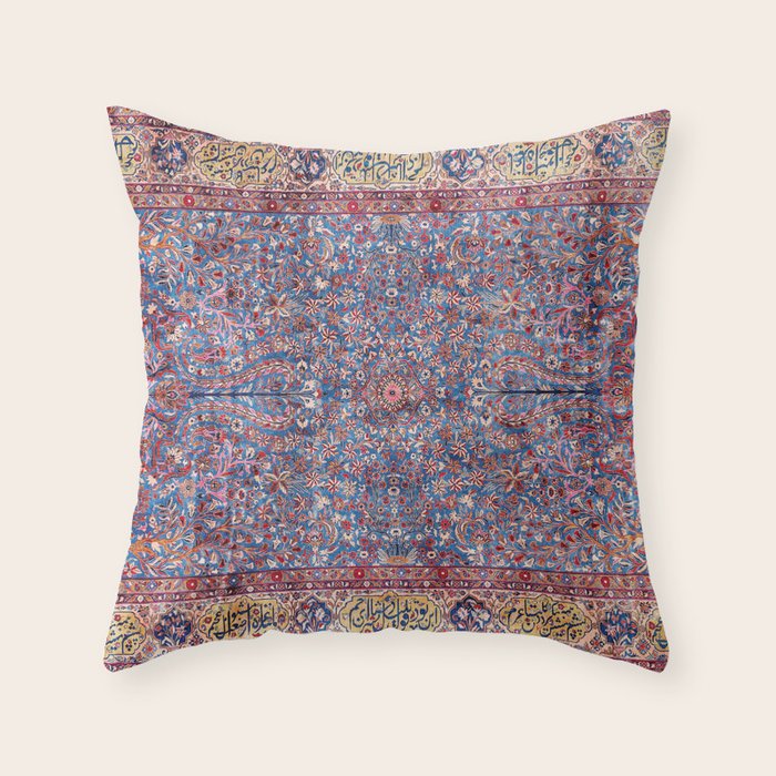 Kashan Central Persian Rug Print Throw Pillow Gallery Image 6