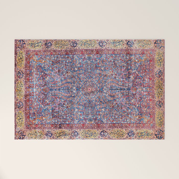 Kashan Central Persian Rug Print Welcome Mat Gallery Image 1