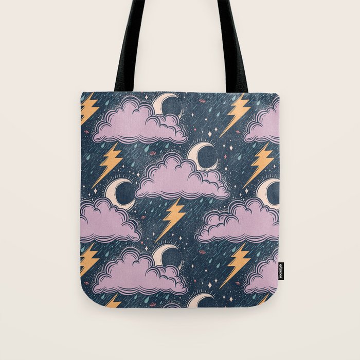 Stormy Night - midnight and lavender  Tote Bag Gallery Image 1