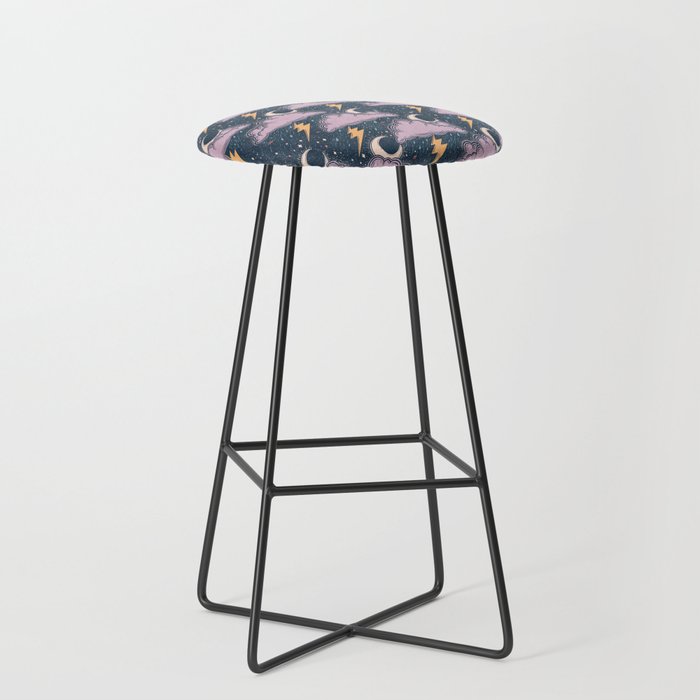 Stormy Night - midnight and lavender  Stool Gallery Image 1