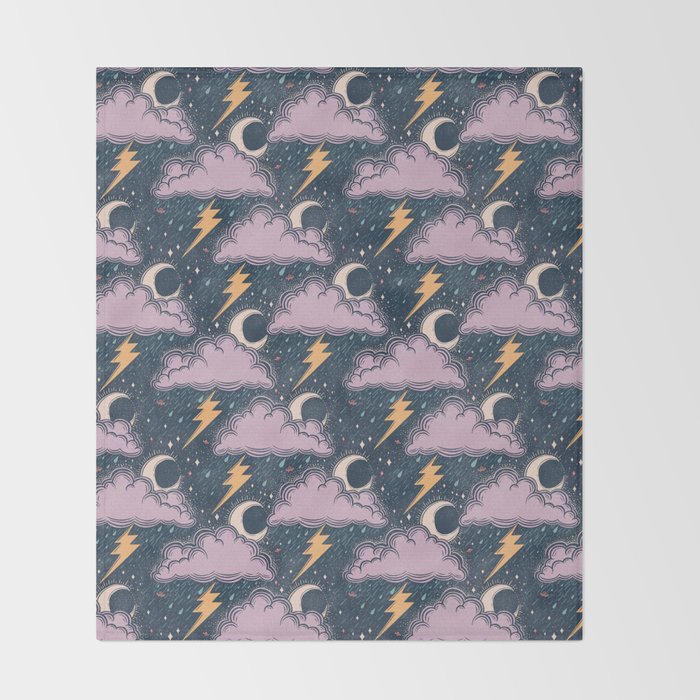 Stormy Night - midnight and lavender  Throw Blanket Gallery Image 2