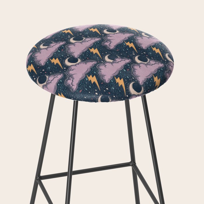 Stormy Night - midnight and lavender  Stool Gallery Image 2