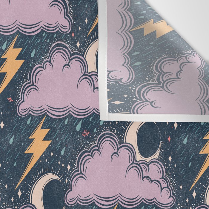 Stormy Night - midnight and lavender  Wall Tapestry Gallery Image 3