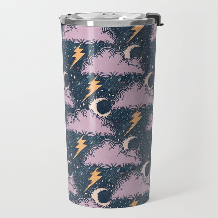 Stormy Night - midnight and lavender  Travel Mug Gallery Image 2