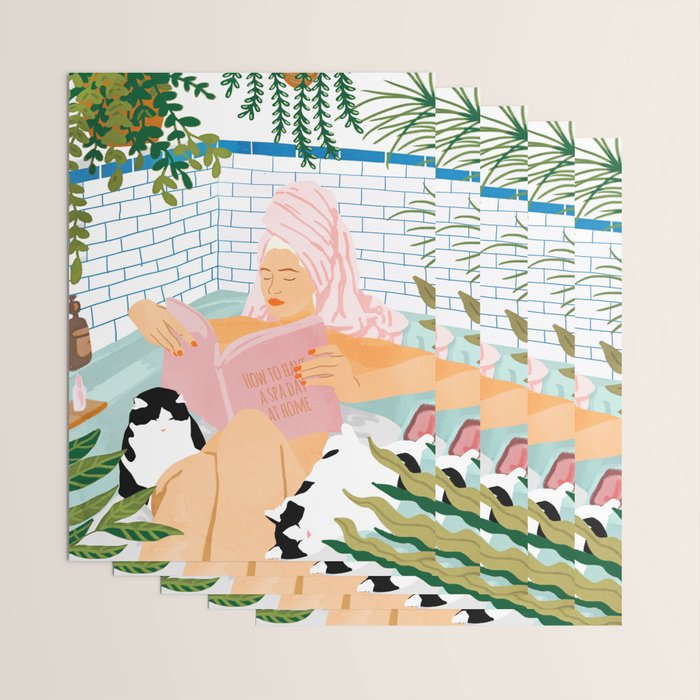 How To Have A Cat Spa Day At Home | Modern Bohemian Home Décor | Pet Bathroom Urban Jungle  Wrapping Paper Gallery Image 3