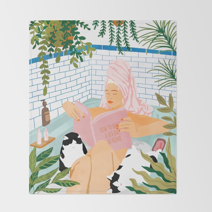 How To Have A Cat Spa Day At Home | Modern Bohemian Home Décor | Pet Bathroom Urban Jungle  Throw Blanket Gallery Image 2