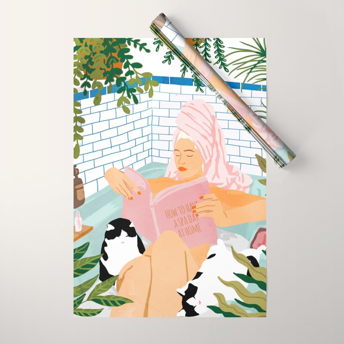 How To Have A Cat Spa Day At Home | Modern Bohemian Home Décor | Pet Bathroom Urban Jungle  Wrapping Paper Gallery Image 1