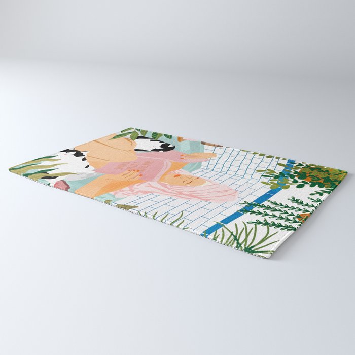 How To Have A Cat Spa Day At Home | Modern Bohemian Home Décor | Pet Bathroom Urban Jungle  Rug Gallery Image 3