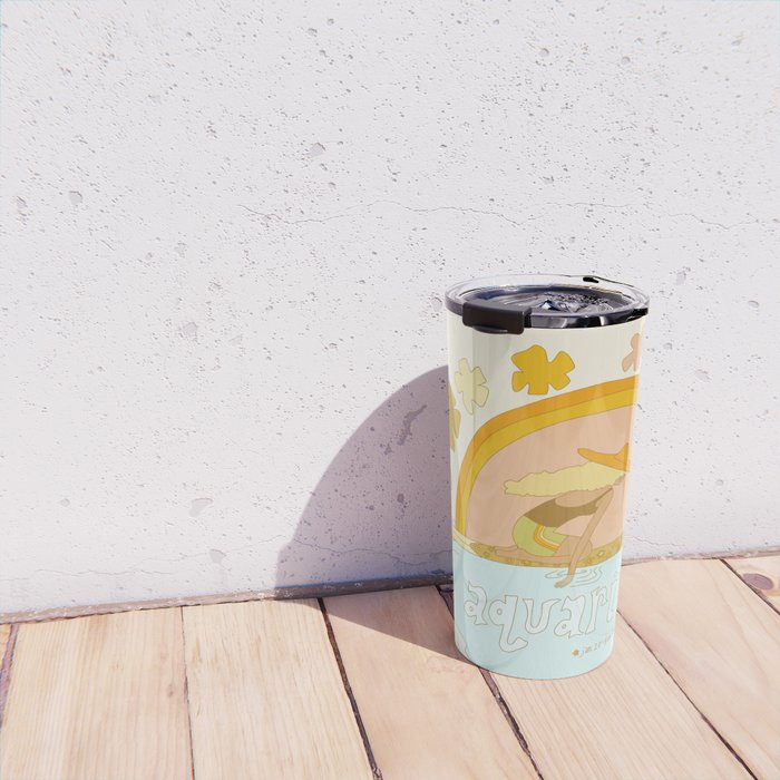 Aquarius surf zodiac // retro art by surfy birdy Travel Mug Gallery Image 4