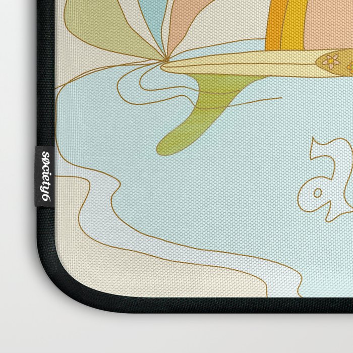 Aquarius surf zodiac // retro art by surfy birdy Laptop Sleeve Gallery Image 3