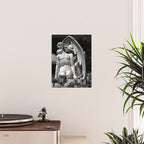 Kiss of Death, grave headstone winged angel of death marble sculpture and man Barcelona, Spain  Poster Gallery Image 2
