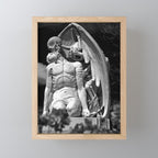Kiss of Death, grave headstone winged angel of death marble sculpture and man Barcelona, Spain  Mini Art Print Gallery Image 1