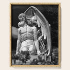 Kiss of Death, grave headstone winged angel of death marble sculpture and man Barcelona, Spain  Serving Tray Gallery Image 1
