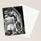Kiss of Death, grave headstone winged angel of death marble sculpture and man Barcelona, Spain  Stationery Card Gallery Image 2