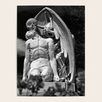 Kiss of Death, grave headstone winged angel of death marble sculpture and man Barcelona, Spain  Poster Gallery Image 4
