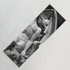 Kiss of Death, grave headstone winged angel of death marble sculpture and man Barcelona, Spain  Yoga Mat Gallery Image 1