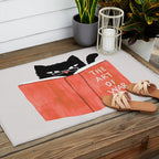Cat reading book Outdoor Rug Gallery Image 2