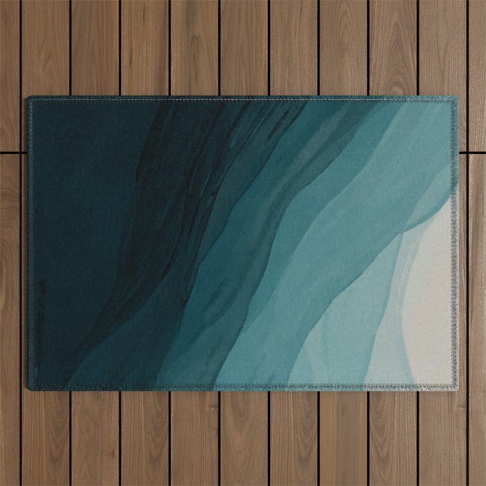 Waves Into The Depths | Wave Texture Design Outdoor Rug Gallery Image 1