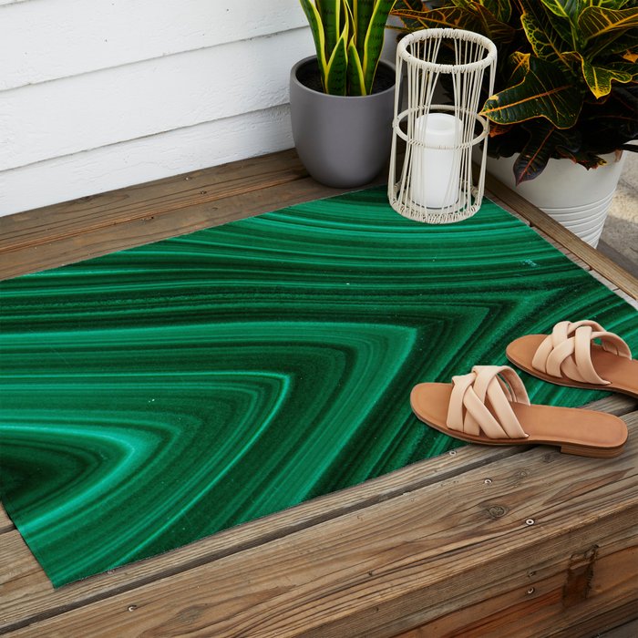 Malachite Green Marble Texture Outdoor Rug Gallery Image 2