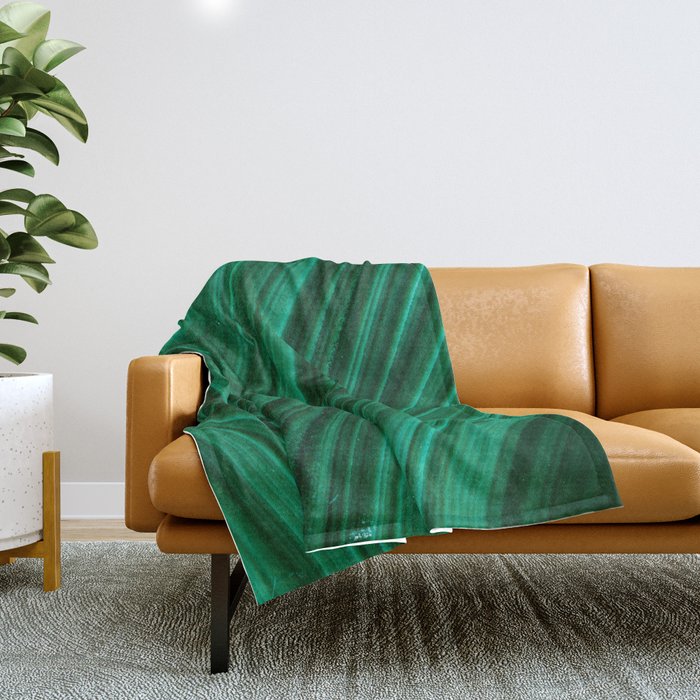Malachite Green Marble Texture Throw Blanket Gallery Image 1