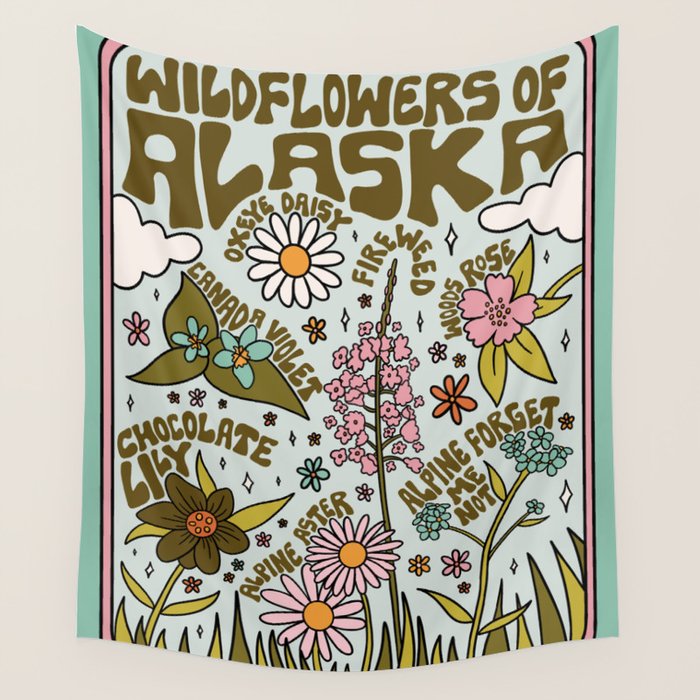 Alaska Wildflowers Wall Tapestry Gallery Image 1
