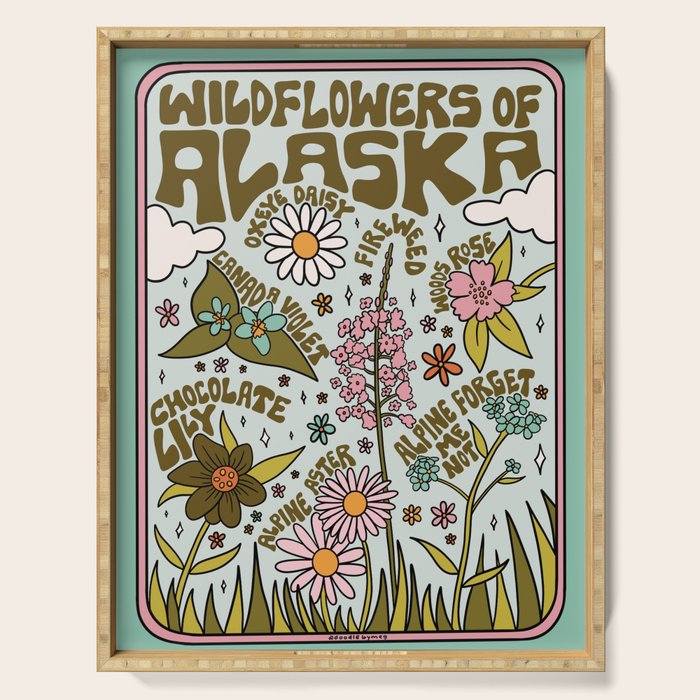 Alaska Wildflowers Serving Tray Gallery Image 1