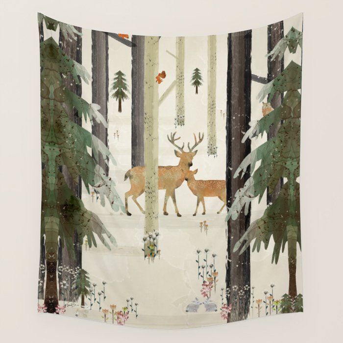nature's way the deer Wall Tapestry Gallery Image 4