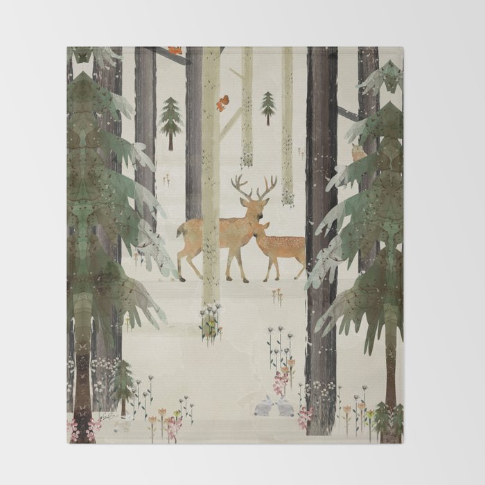 nature's way the deer Throw Blanket Gallery Image 2