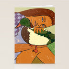 The Girl And The Green Headed Goose Stationery Card Gallery Image 2