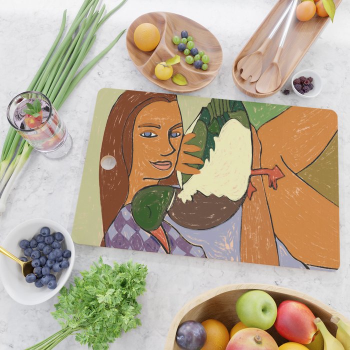 The Girl And The Green Headed Goose Cutting Board Gallery Image 2