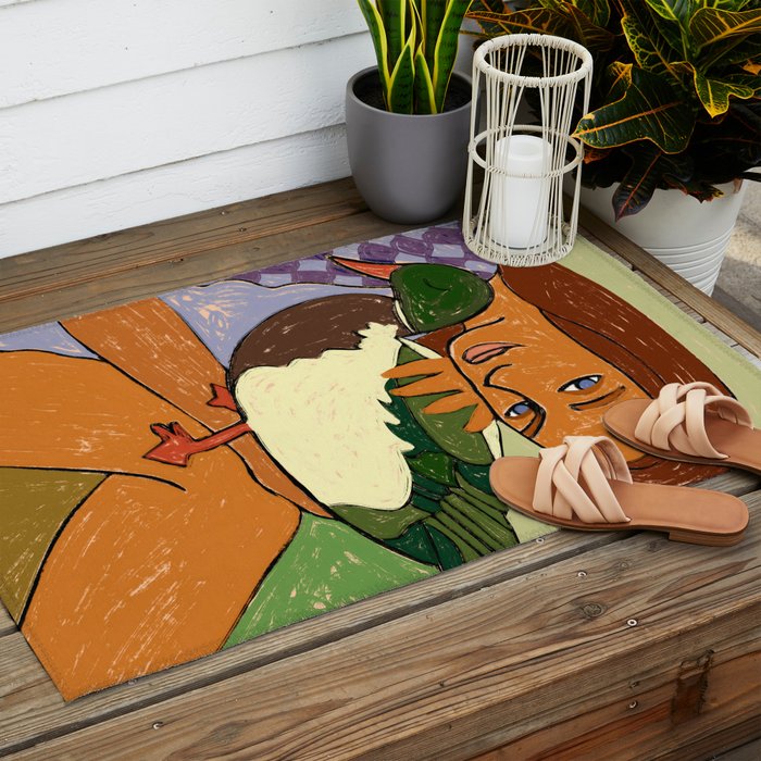 The Girl And The Green Headed Goose Outdoor Rug Gallery Image 2