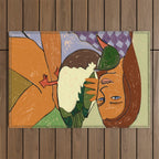 The Girl And The Green Headed Goose Outdoor Rug Gallery Image 1