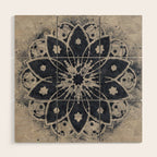 Mandala, Flower, Indigo Blue, Boho Art Wood Wall Art Gallery Image 1