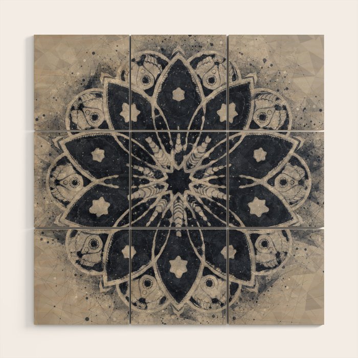 Mandala, Flower, Indigo Blue, Boho Art Wood Wall Art Gallery Image 1