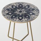 Mandala, Flower, Indigo Blue, Boho Art Side Table Gallery Image 2
