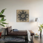 Mandala, Flower, Indigo Blue, Boho Art Wood Wall Art Gallery Image 2